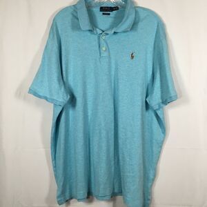 Polo Ralph Lauren Shirt Mens Sz XXL Light Blue Classic Fit Short Sleeve Tan Pony